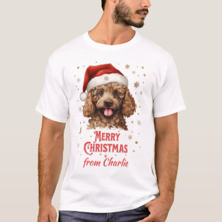 Anpassad Pudel Hund Santa God jul T Shirt