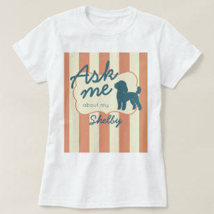 Anpassad pudel namn Silhuett Terrakotta Ränder T Shirt