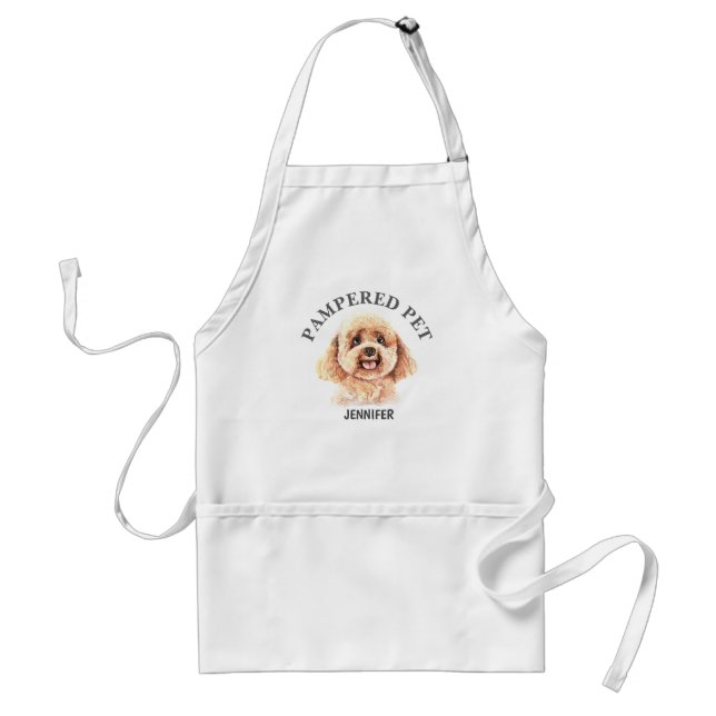 Anpassad Pudel Pet Groomer Apron Förkläde (Framsidan)