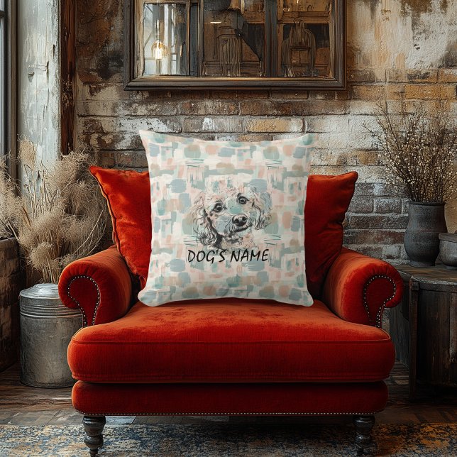 Anpassad Pudelporträttkudde Abstrakt Penseldrag Kudde (Skapare uppladdad)