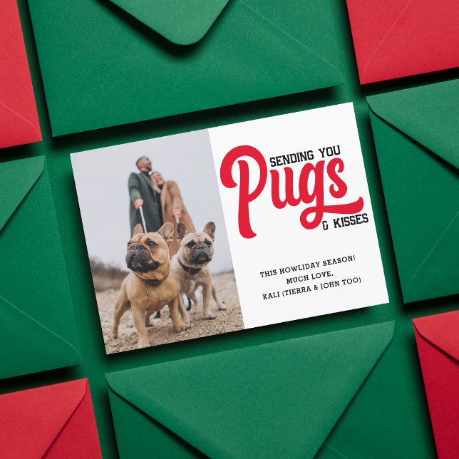 Anpassad Pugg Hund-Bild-Anpassningsbar-foto Julkort (Skapare uppladdad)