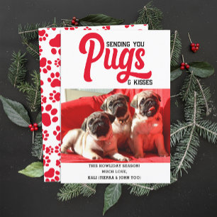 Anpassad Pugg Hund-Bild-Anpassningsbar-foto Julkort