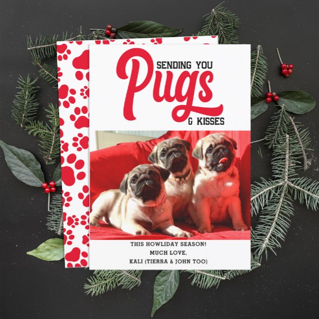 Anpassad Pugg Hund-Bild-Anpassningsbar-foto Julkort (Skapare uppladdad)