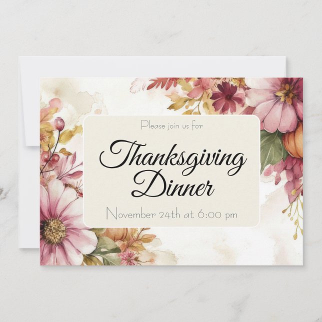 Anpassad pumpa-inbjudan till Thanksgiving middag Inbjudningar (Framsida)