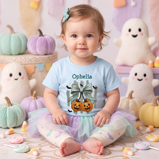 Anpassad Pumpa Körsbärsbåge Halloween Pastell T Shirt