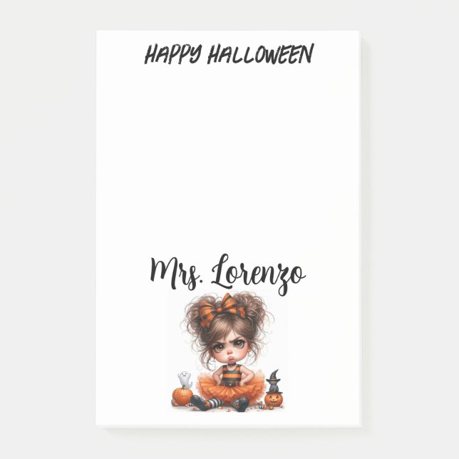 Anpassad Pumpaparad — En Whimsisk Halloween Post-it Block (Framsida)
