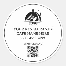 Anpassad QR-kod för restaurang eller cafélogo Runt Klistermärke