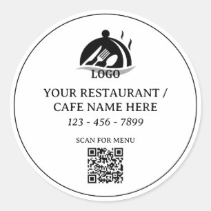 Anpassad QR-kod för restaurang eller cafélogo Runt Klistermärke