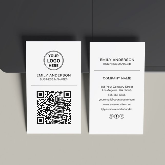 Anpassad QR-kod Logotyp Minimalt Visitkort (Custom QR Code Logo Minimal Business Card)