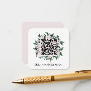 Anpassad QR-kod Magnolia Blomma Ram Presentregiste Tilläggskort