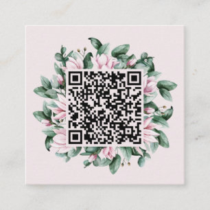 Anpassad QR-kod Magnoliablomma Ram Bröllop Tilläggskort
