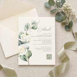 Anpassad QR-kod Modern Botanisk Bröllopsinformatio Tilläggskort