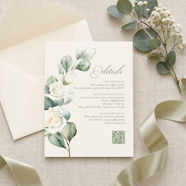 Anpassad QR-kod Modern Botanisk Bröllopsinformatio Tilläggskort (Skapare uppladdad)