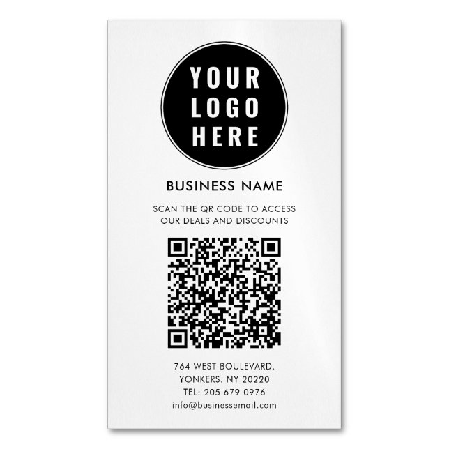Anpassad QR-kod Modern Logotyp Minimalistisk Magnetiska Visitkort (Framsida vertikal)