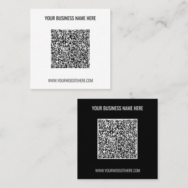 Anpassad QR-kod och text affärskort Dina färger Fyrkantigt Visitkort (Fram/baksida)