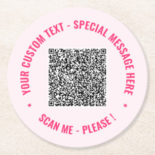 Anpassad QR-kod och text Pappersunderlägg Mall Underlägg Papper Rund
