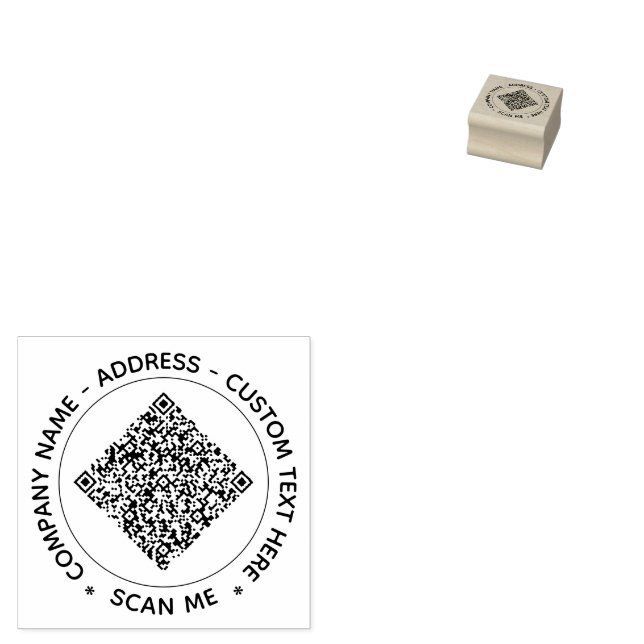 Anpassad QR-kod och text Rund gummistämpel Exempel Stämpel (Stämplad)