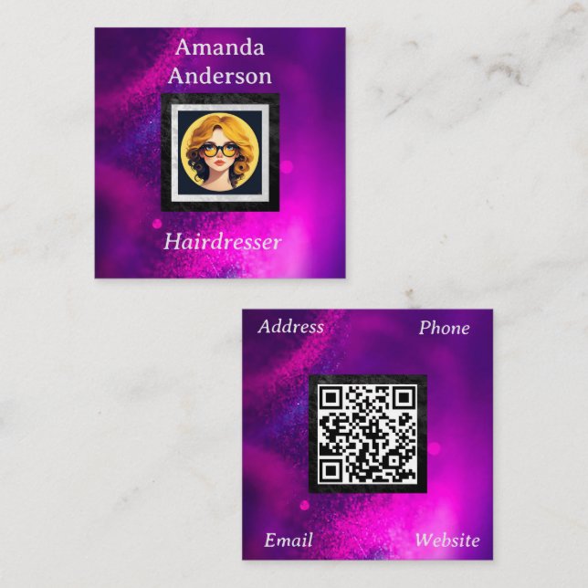 Anpassad QR-kod professionell Fyrkantigt Visitkort (Fram/baksida)