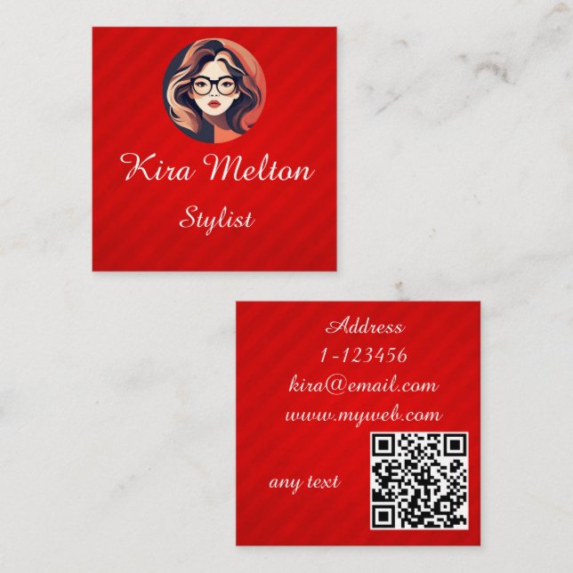 Anpassad QR-kod professionell Fyrkantigt Visitkort (Fram/baksida)