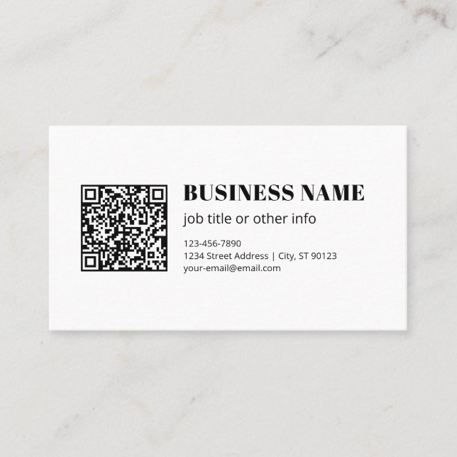 Anpassad QR-kod & Redigerbar Retro-moder text Visitkort (Framsida)