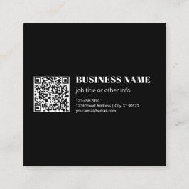 Anpassad QR-kod & Redigerbar Retro-modern text Fyrkantigt Visitkort