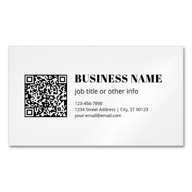 Anpassad QR-kod & Redigerbar Retro-modern text Magnetiska Visitkort (Framsida)