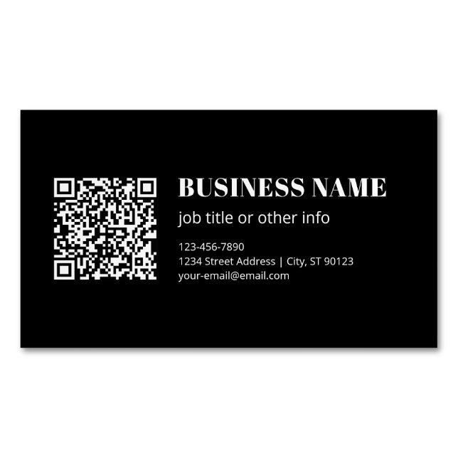 Anpassad QR-kod & Redigerbar Retro-modern text Magnetiska Visitkort (Framsida)