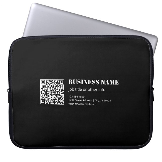 Anpassad QR-kod & Redigerbar Retro-Moderna Text Laptop Fodral (Framsidan)