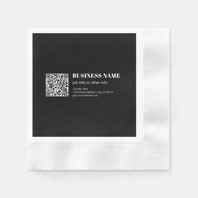 Anpassad QR-kod & Redigerbar Retro-Moderna Text Pappersservett (Framsidan)