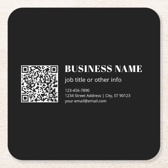 Anpassad QR-kod & Redigerbar Retro-Moderna Text Underlägg Papper Kvadrat (Framsidan)