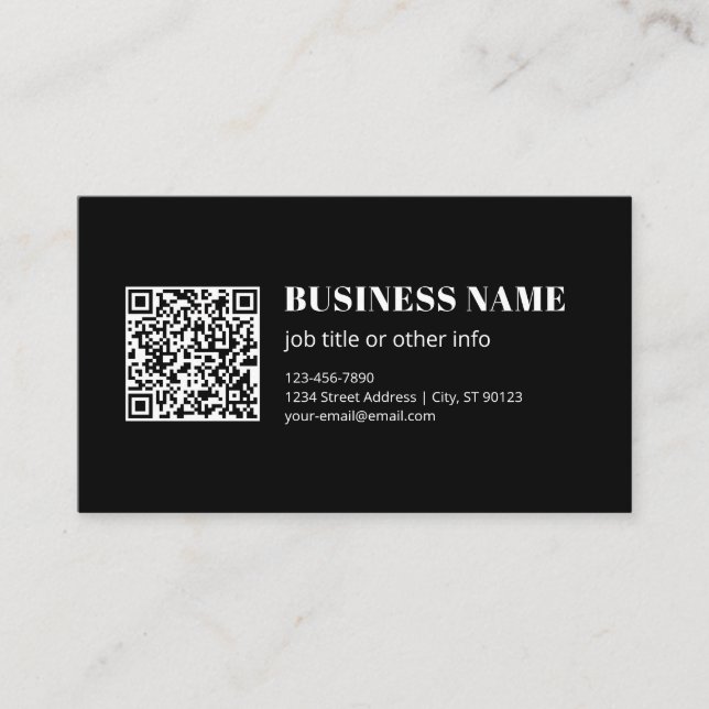 Anpassad QR-kod & Redigerbar Retro-Moderna Text Visitkort (Framsida)