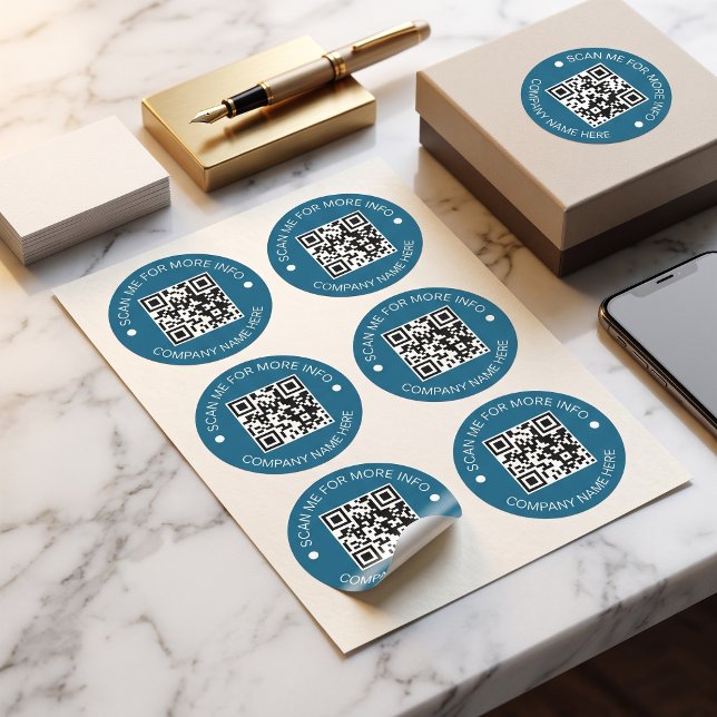 Anpassad QR-kod Rund Vinyl Vattentät Affärs- Runt Klistermärke (Custom QR Code Round Vinyl Waterproof Business Classic Round Sticker)