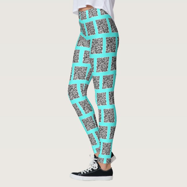 Anpassad QR-kod Tealblå Leggings eller Välj Färger (Vänster)