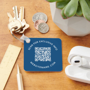 Anpassad QR-kod Text Företagssaker Blå Nyckelring