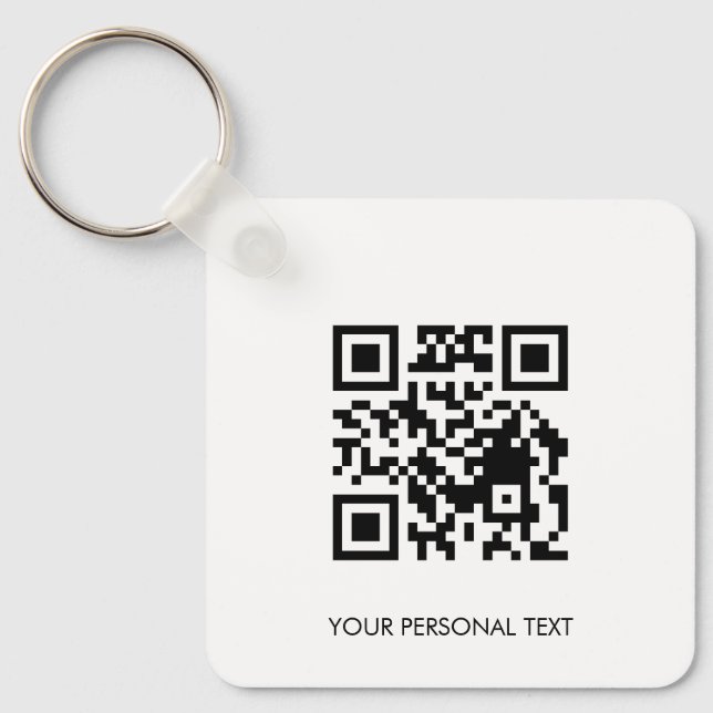 Anpassad QR-kontaktinformation Minimal vit textdes Nyckelring (Framsida)