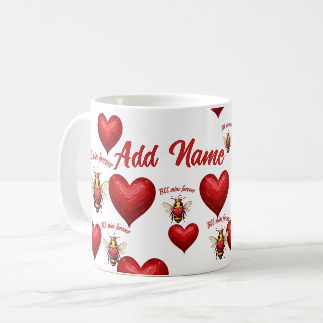 Anpassad Queen Bee av hjärtan  Kaffemugg (Framsida vänster)