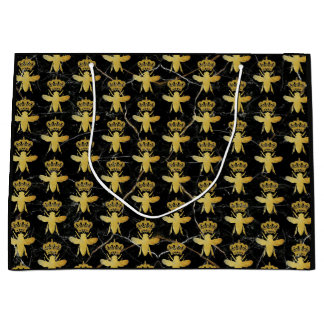 Anpassad QUEEN BEE Svart Marmor Guld Dam Boss Lyx