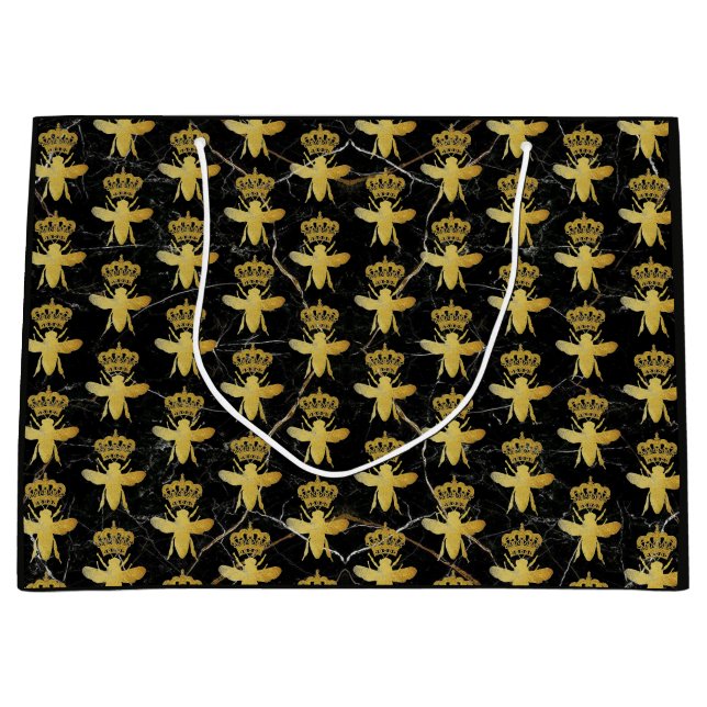 Anpassad QUEEN BEE Svart Marmor Guld Dam Boss Lyx (Framsidan)