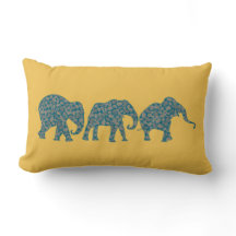 Anpassad rad i Paisley Elephants Lumbar Pillow