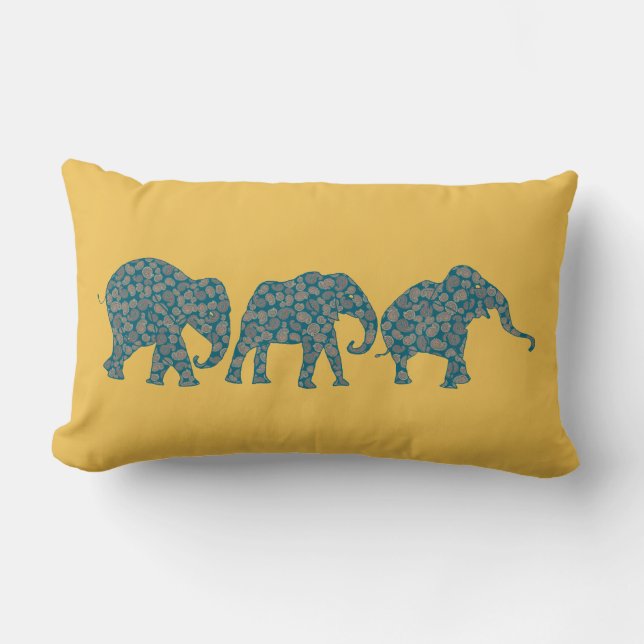 Anpassad rad i Paisley Elephants Lumbar Pillow Lumbarkudde (Framsida)