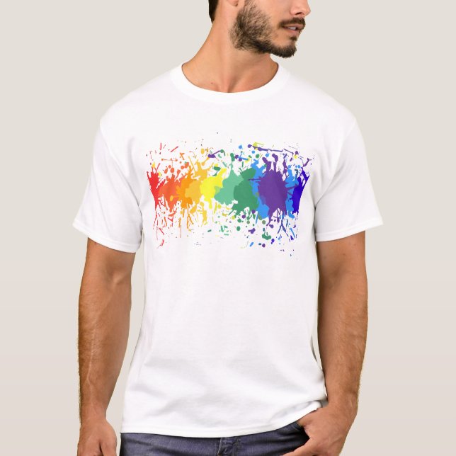 ANPASSAD RAINBOW PAINT STÄNK DRIPS GAY PRIDE TEE (Framsida)