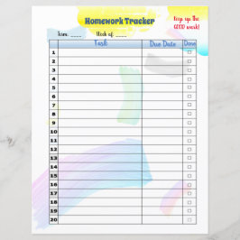Anpassad Rainbow Paint Student Homworking Tracker