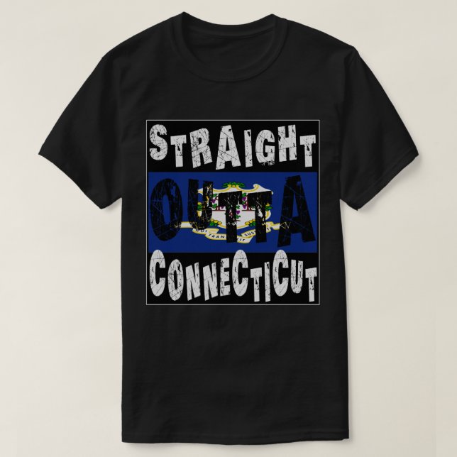 Anpassad Rak ut ur Connecticut Meme T-shirt (Design framsida)