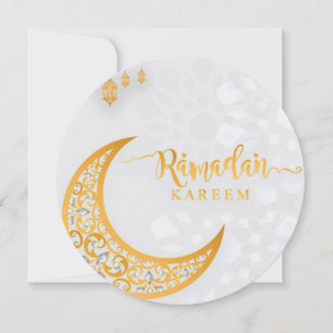 Anpassad Ramadan Kareem Circle White & Golden Julkort