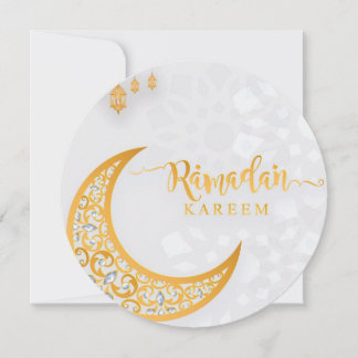 Anpassad Ramadan Kareem Circle White & Golden Julkort