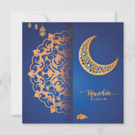 Anpassad Ramadan Kareem Mubarak Blue & Golden 4 Julkort