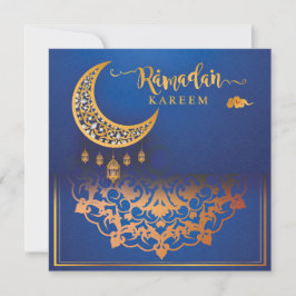 Anpassad Ramadan Kareem Mubarak Blue & Golden 5 Julkort