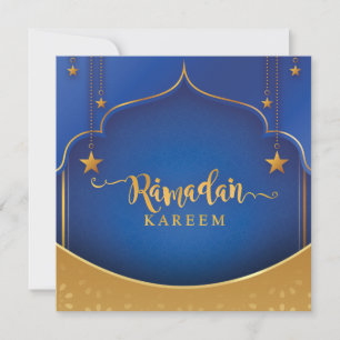 Anpassad Ramadan Kareem Mubarak Blue & Golden Julkort