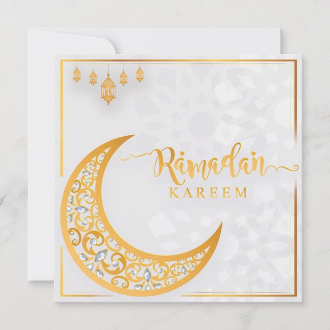 Anpassad Ramadan Kareem Mubarak White & Golden 1 Julkort (Framsida)