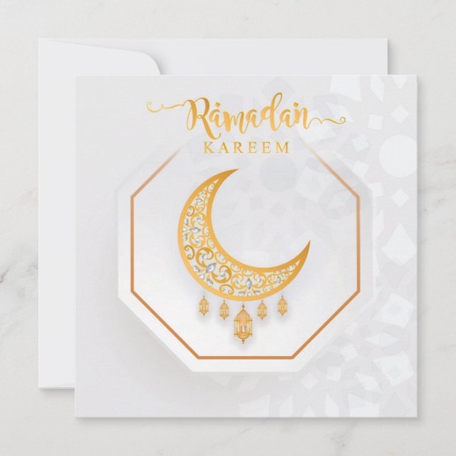 Anpassad Ramadan Kareem White & Golden 2 Julkort (Framsida)